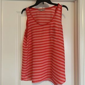 LOFT lightweight Red Striped Tunic Blouse